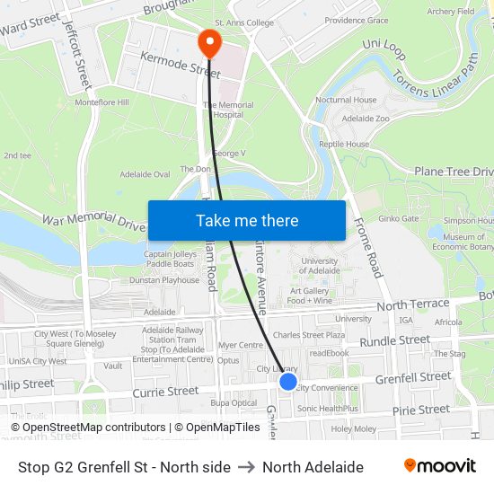 Stop G2 Grenfell St - North side to North Adelaide map