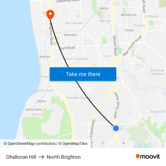 Ohalloran Hill to North Brighton map