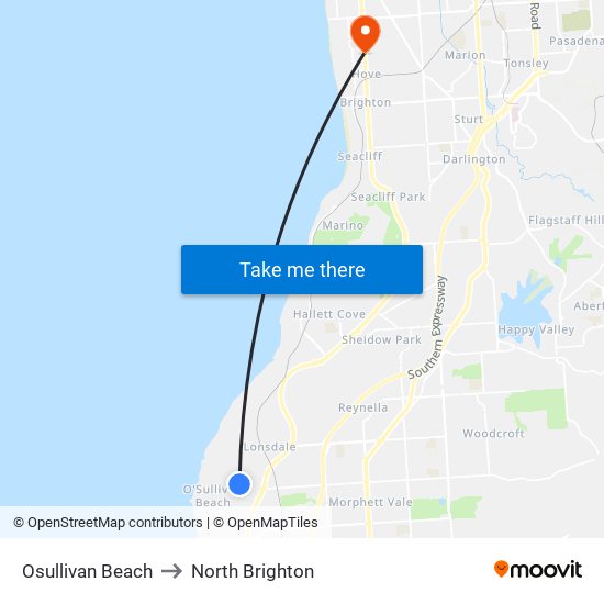 Osullivan Beach to North Brighton map