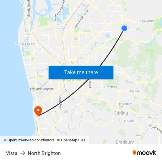 Vista to North Brighton map