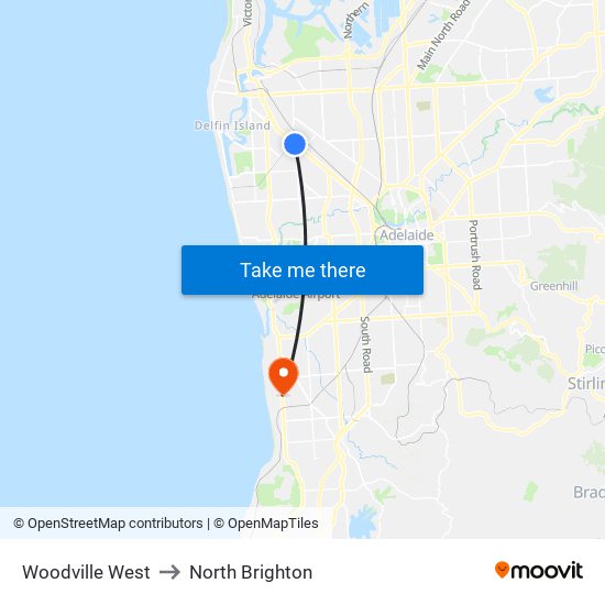 Woodville West to North Brighton map