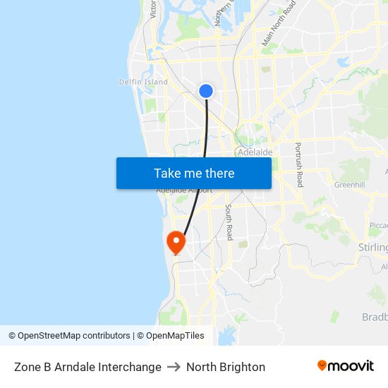 Zone B Arndale Interchange to North Brighton map