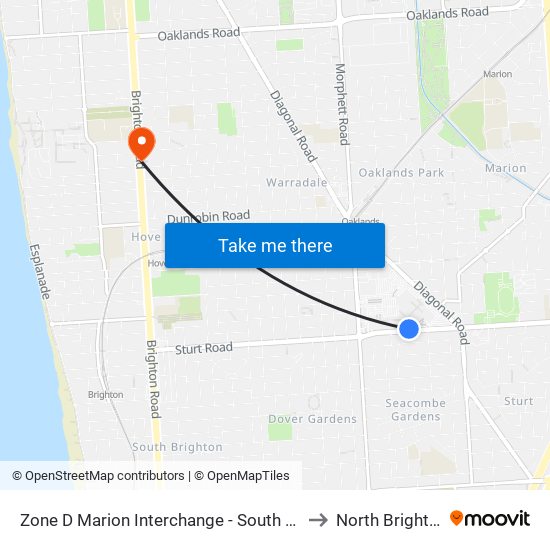 Zone D Marion Interchange - South side to North Brighton map