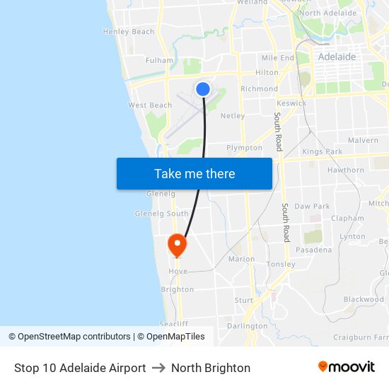 Stop 10 Adelaide Airport to North Brighton map