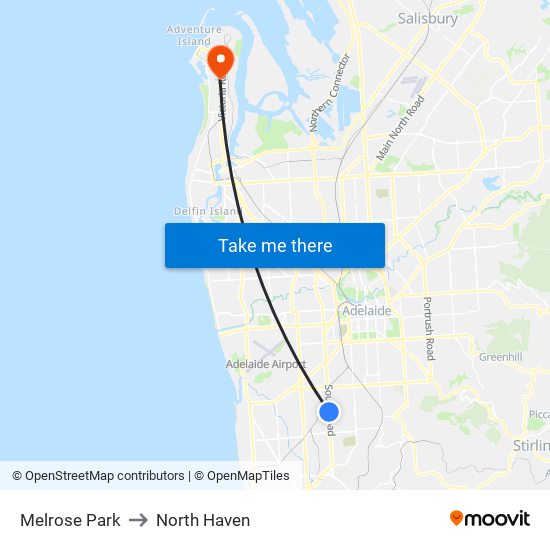 Melrose Park to North Haven map