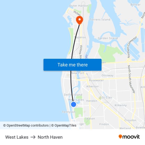 West Lakes to North Haven map