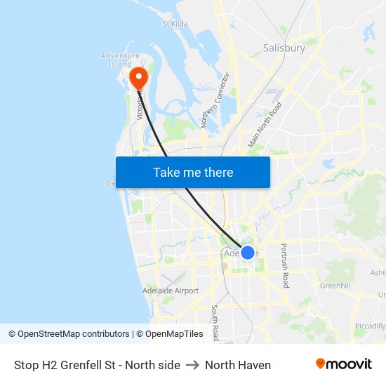 Stop H2 Grenfell St - North side to North Haven map