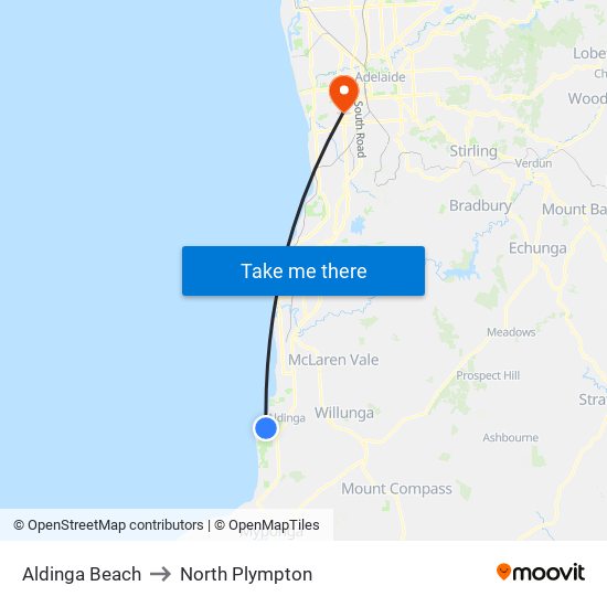 Aldinga Beach to North Plympton map