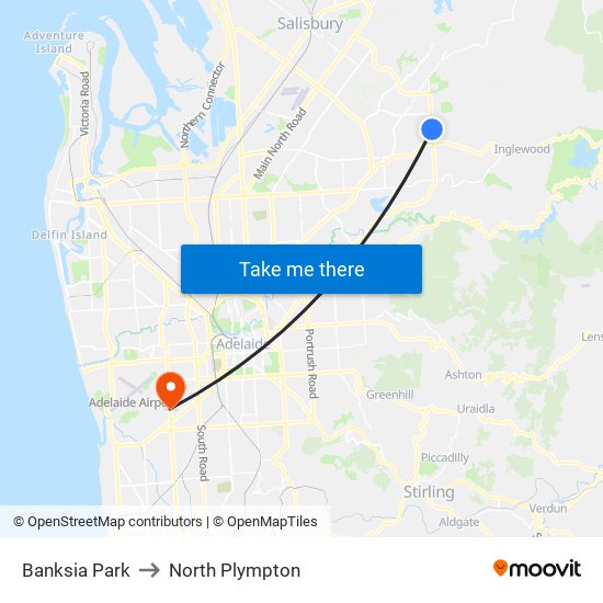 Banksia Park to North Plympton map