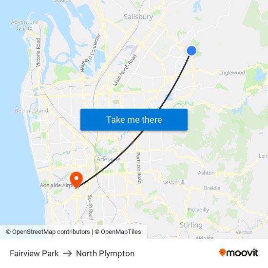 Fairview Park to North Plympton map