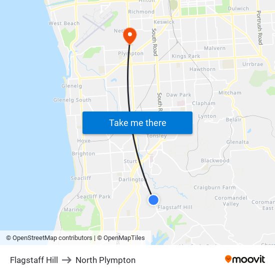 Flagstaff Hill to North Plympton map