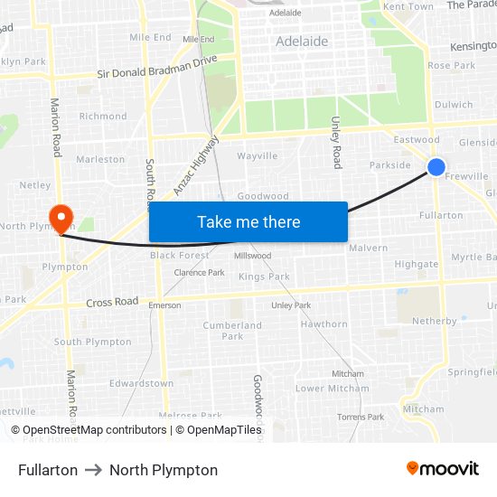 Fullarton to North Plympton map