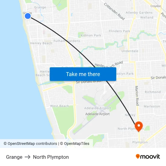 Grange to North Plympton map