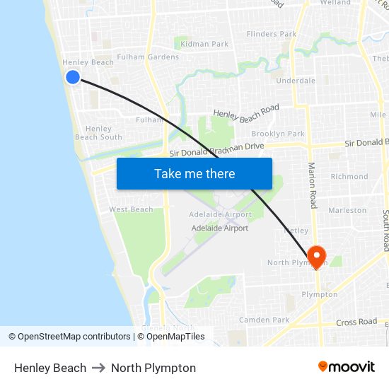 Henley Beach to North Plympton map