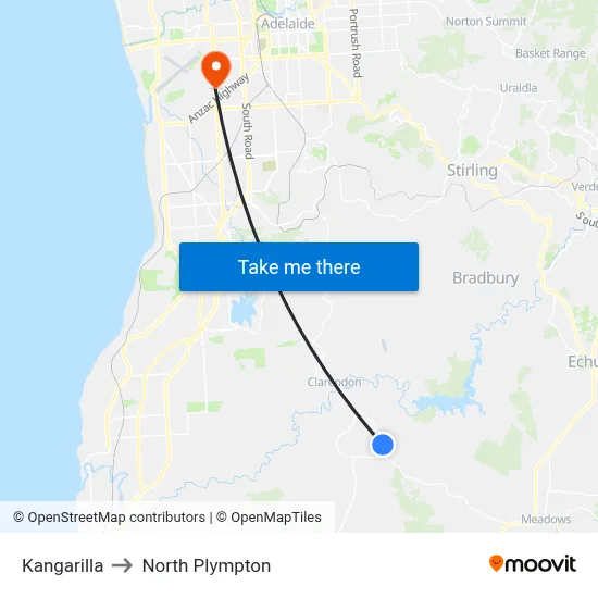 Kangarilla to North Plympton map
