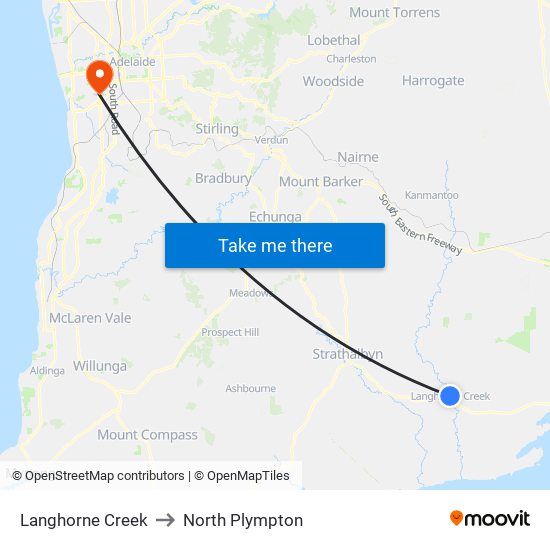 Langhorne Creek to North Plympton map