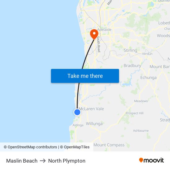Maslin Beach to North Plympton map
