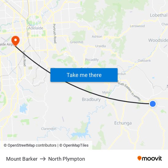 Mount Barker to North Plympton map