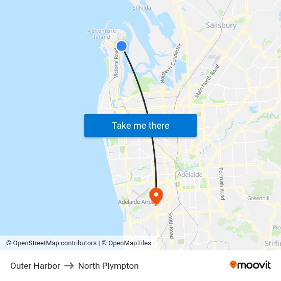 Outer Harbor to North Plympton map