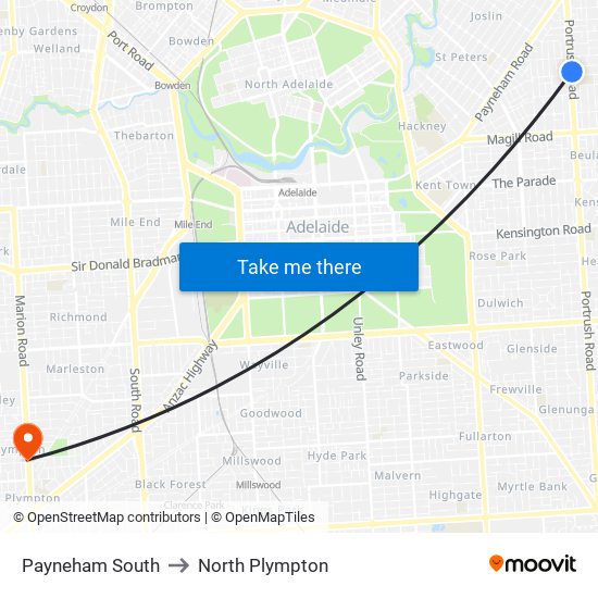 Payneham South to North Plympton map
