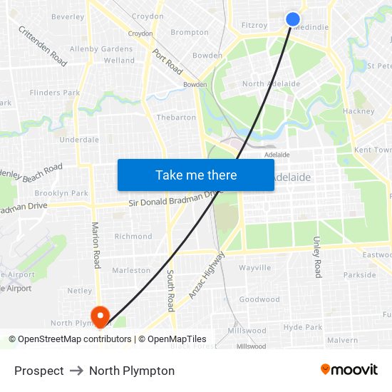 Prospect to North Plympton map