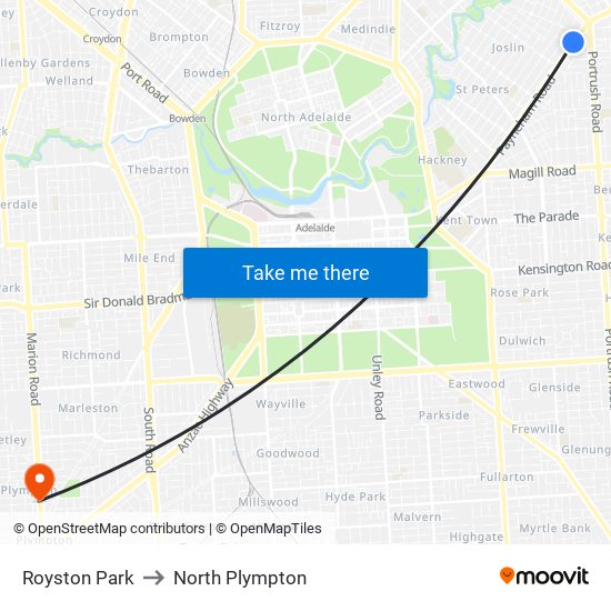 Royston Park to North Plympton map