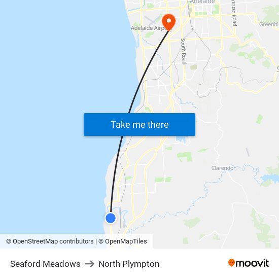 Seaford Meadows to North Plympton map