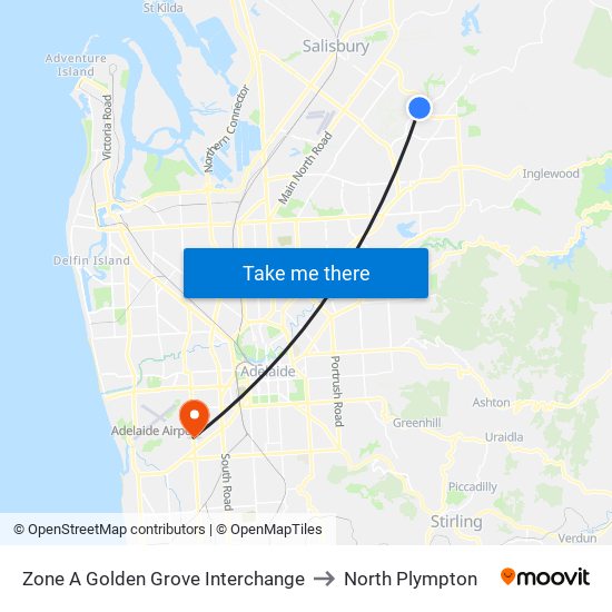 Zone A Golden Grove Interchange to North Plympton map