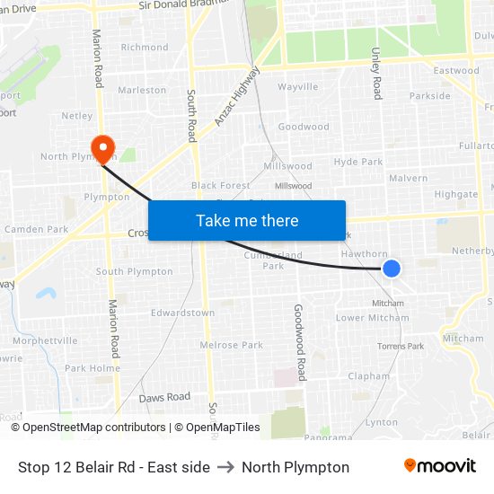 Stop 12 Belair Rd - East side to North Plympton map