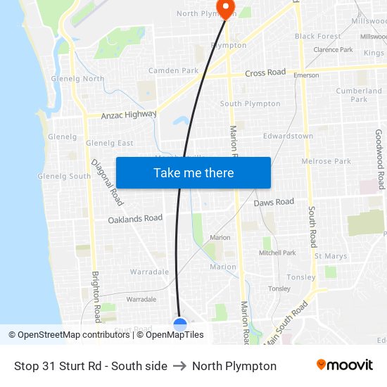 Stop 31 Sturt Rd - South side to North Plympton map