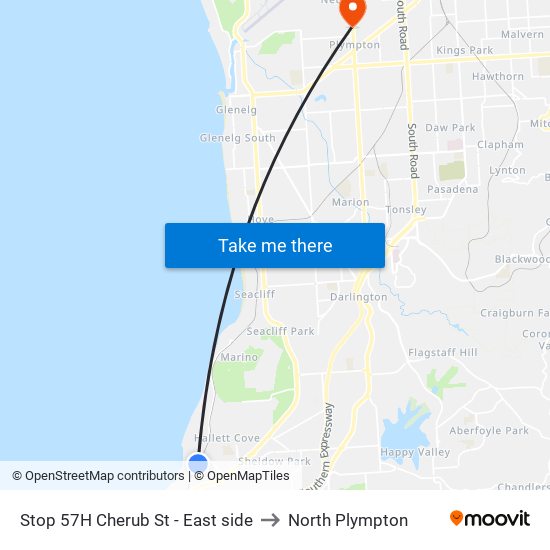 Stop 57H Cherub St - East side to North Plympton map