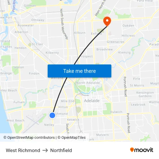 West Richmond to Northfield map
