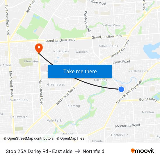 Stop 25A Darley Rd - East side to Northfield map