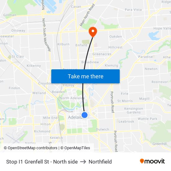 Stop I1 Grenfell St - North side to Northfield map