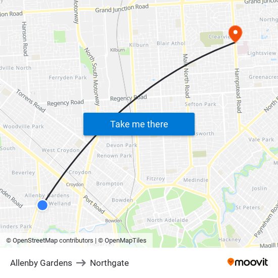 Allenby Gardens to Northgate map