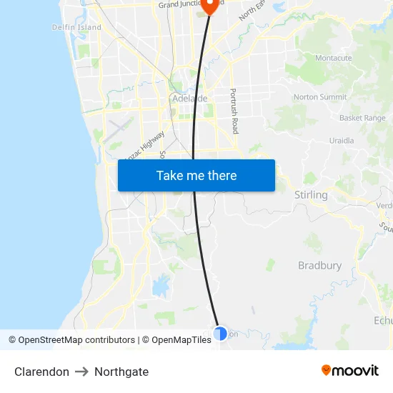 Clarendon to Northgate map