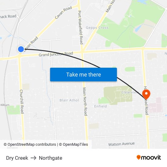 Dry Creek to Northgate map