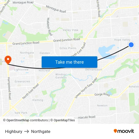 Highbury to Northgate map