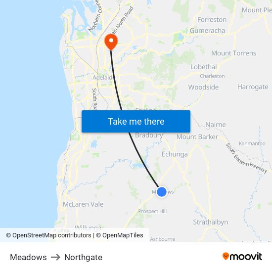 Meadows to Northgate map