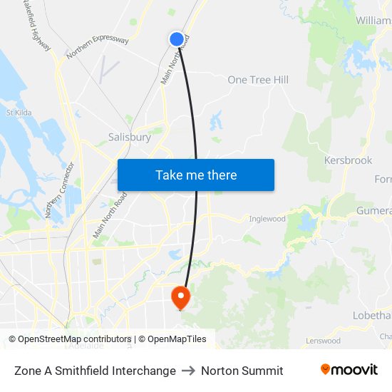 Zone A Smithfield Interchange to Norton Summit map