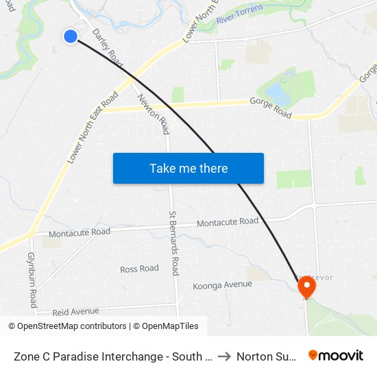 Zone C Paradise Interchange - South East side to Norton Summit map