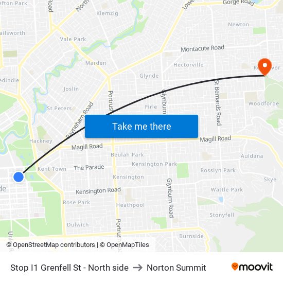 Stop I1 Grenfell St - North side to Norton Summit map