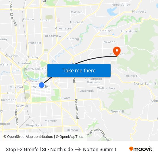 Stop F2 Grenfell St - North side to Norton Summit map