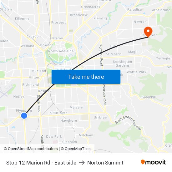 Stop 12 Marion Rd - East side to Norton Summit map