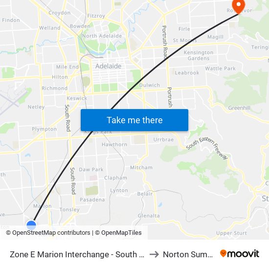 Zone E Marion Interchange - South side to Norton Summit map