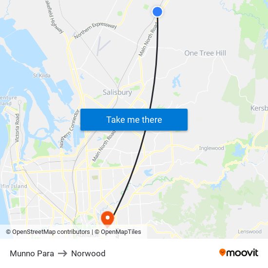 Munno Para to Norwood map