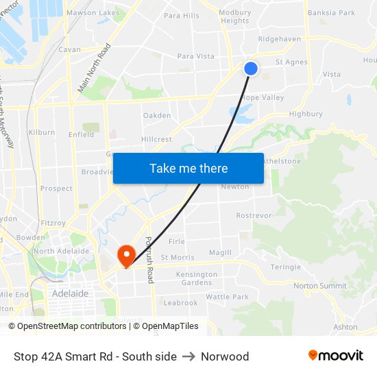 Stop 42A Smart Rd - South side to Norwood map