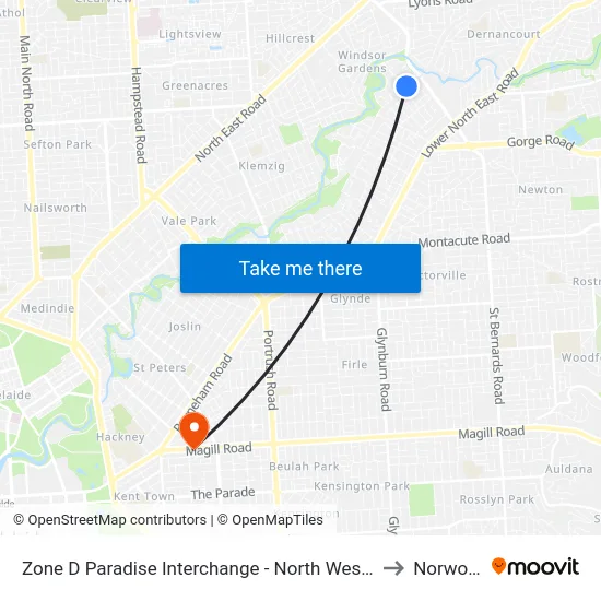 Zone D Paradise Interchange - North West side to Norwood map