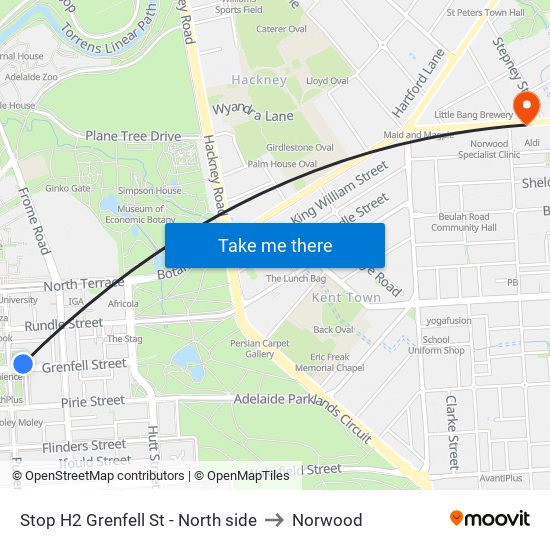 Stop H2 Grenfell St - North side to Norwood map