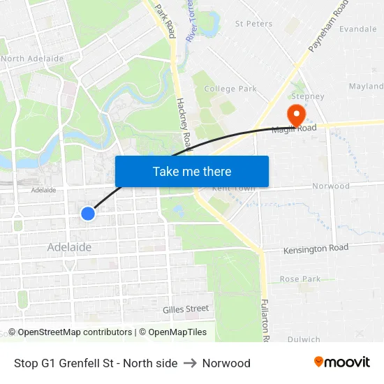 Stop G1 Grenfell St - North side to Norwood map